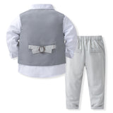 6M-5T Kid Baby Boys Flower Suit Three-piece Set