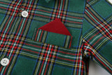 6M-3Y Baby Boy Formal Suit Long Sleeve Plaid Overalls Suit 4 Pcs Set