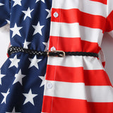 Independence Day Girl Fashion Short Sleeve Striped Star Short Sleeve Shirts
