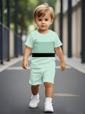 2026 New Sports Style Round Neck Short-sleeved Shorts Set Is Loose and Comfortable