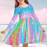 2-10T Kid Girl Foreign-style Sweet Colorful Casual Dresses