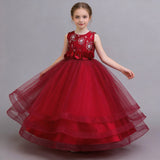 Kid Girl Long Princess Flower Mesh Dresses