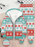 Children's 3D Digital Printing Children's Zipper Hooded Sweater Set