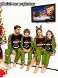 Family Matching Parent-Child 3D Printing Christmas Crew Neck Long Sleeve Pajama Homewear