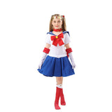 Kid Girl Adult Halloween Show Costume Water Ice Moon Cos Sailor Anime Cosplay 5 Pcs Set