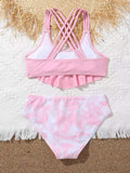 Family Matching Sexy Parent-child Print high-waisted Split Bikini Swimsuit