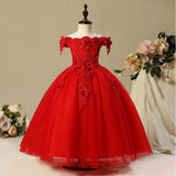 Kid Girl Princess Wedding Fluffy Host Piano Performance Dress