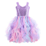 3-10T Kid Girl Rainbow Mesh Princess Halloween Ballet Dresses