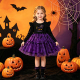 2-7Y Kid Baby Girl Halloween Holiday Flying Sleeves Long Sleeves Dresses