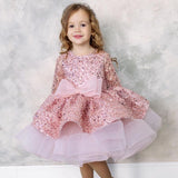 Kid Baby Girls Sequined Big Bow Cake Princess Dresses