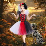 Halloween Black and White Witch Kuila Girl Dress Cosplay Dalmatian Puffy Gauze Dress