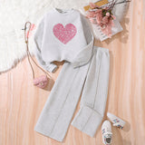 5-14Y Kid Girl Spring Autumn Love Long-sleeved Casual Suit 2 Pcs Set