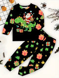 Flame Retardant and Fireproof Fabric Children's Long-sleeved Pajamas Set Loungewear