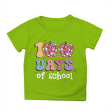 Kid Girl Boy 100 Days of School Print Round Neck Short Sleeve T-shirt Tops