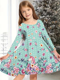 2-10T Kid Baby Girl Fashionable Foreign Pony Poly Print Cute Casual Dresses