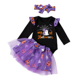 0-18M Baby Girl Halloween Costume Holiday Atmosphere Long Sleeves 3 Pcs Set