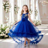 Kid Girl Bronzing Embroidered Mesh Wedding Flower Tutu Dresses