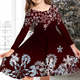 Princess Dress Girls Skirt New Swing Dress Christmas Long Sleeve Crew Neck Skirt