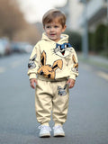 Autumn New Comfortable Casual Boys' Animal-patterned Hooded Sweatshirt and Long Pants