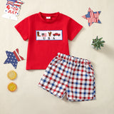 Independence Day Baby Girl Short Sleeve Striped Shorts 2 Pcs Set