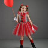 Halloween Children's Striped Clown Costume Cosplay Girl Tutu Horror