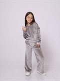 4-12Y Kid Girl Autumn Winter Sports Velvet  Casual Suit 2 Pcs Set