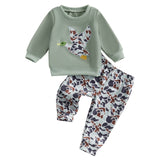 Baby Boy Autumn Cute Sporty Animal Embroidered 2 Pcs Sets