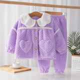 Kid Girl Autumn Winter Flannel Warm Home Pajamas