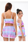 Swimsuit Parent-child Mermaid Scale Print Three-piece Bikini