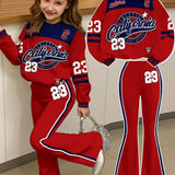 3-12T Kid Girl Suits Youth Fashion Trends Long Sleeves Suits 2 Pcs Set
