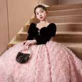 2-12T Kid Girls High-end Birthday Princess Host Piano Dresses