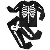 2-12T Kid Halloween Boys Glow Skeleton Pajamas 2 Pcs Set