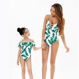 Parent-child swimsuit women's print one-piece bikini sexy family mother and daughter swimsuit