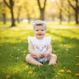 Easter Baby Girls Flying Sleeve Romper Rabbit Egg 3 Pcs Set