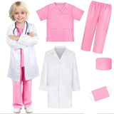Kid Doctor White Coat Raw Laboratory Surgical Gown 3 Pcs Set