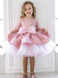 Kid Baby Girls Sequined Bow Cake Princess Dresses