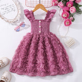 Kid Girl Summer Flying Sleeve Rose Photography Princess Dress