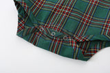 6M-3Y Baby Boy Formal Suit Long Sleeve Plaid Overalls Suit 4 Pcs Set