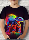 2-12T Kid Boy Dinosaur 3D Digital Printing Casual Short-sleeved T-shirt