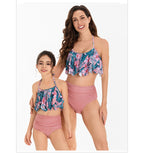 Parent-child Swimsuit High Waist Bikini Sexy Split New Bikini Mother and Daughter Ruffle Leaf Swimsuit