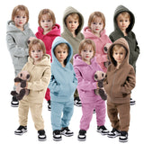 1-10T Kid Baby Boy Girl Autumn Winter Sports Velvet Warm Suit 2 Pcs Set