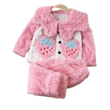 Kid Baby Girl Flannel Thickened Winter Coral Velvet Pajamas