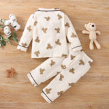 Kid Baby Boy Long Sleeved Bear Split Autumn Pajamas Set