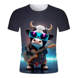 2-12T Kid Boy Personalized Rock Animal Series 3D Digital Printing Casual Short Sleeve T-Shirt