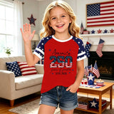 Kid Girl USA Independence Day 250th Anniversary Trend Loose Casual T-Shirt Tops