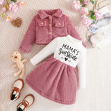 Kid Girl Lapel Fashion Letter Pattern Printed Suits 2 Pcs Sets