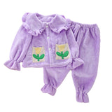 Kid Baby Girl Autumn Winter Loungewear Plush Long-sleeved Pajamas