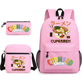 3pcs Set Schoolbag Backpack Printed Teacup Head Travel Backpack