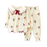 3-12T Kid Girls Spring Autumn Cotton  Long Sleeve Pajamas