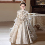 2-12T Kid Girls High-end Light Luxury Niche Host Birthday Princess Dresses